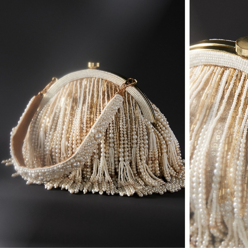 Zhuu Beaded and Pearled Tassel Bag